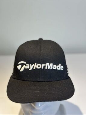 TaylorMade Black Hat with White Logo Embroidery